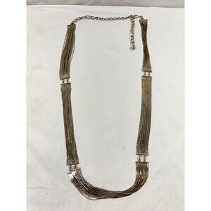 Silver Metal Mesh Necklace Silver Mesh Belt Long Silver Mesh Necklace